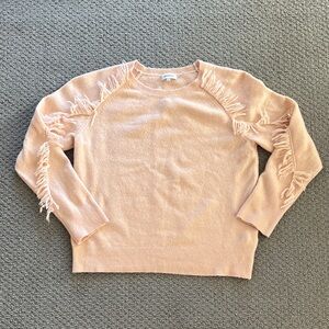 Calvin Klein Soft Pink Knit Sweater with Fringe